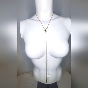 Septimo - Elegant Gold Plated and Black Pendant Necklace